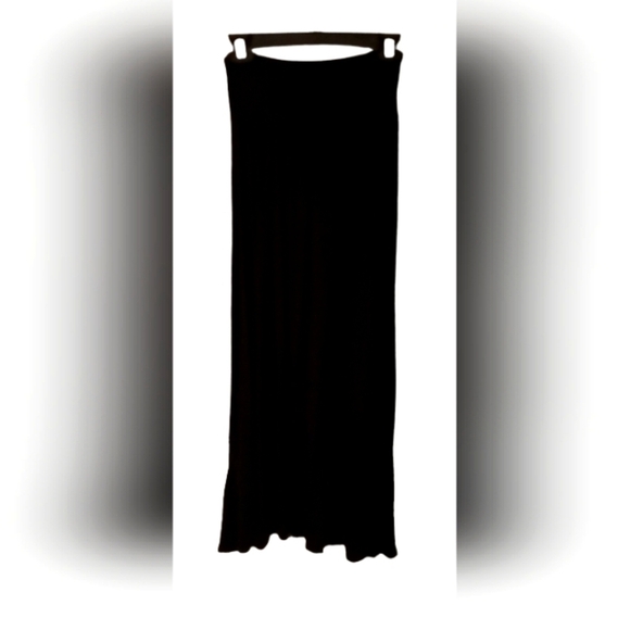 Long Black Skirt Adjustable Waist Stretch Material S/M Cotton Pleated Full Skirt - Picture 2 of 6
